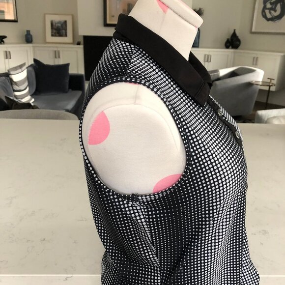 Greg Norman Collection Sleeveless Polka Dot Polo Dress w Pockets Black Wht Sz S - Picture 6 of 12